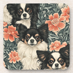 Tricolor-Chihuahuas im William-Morris-Stil mit flo Getränkeuntersetzer