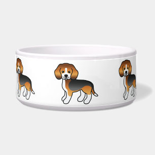 Tricolor Coat Cartoon Beagle Rasse Hunde Napf