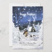 Tricolor Collie & Lambs im Schnee - Weihnachtskart (Vorderseite)