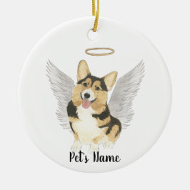 Tricolor Corgi Beileid Memorial Keramik Ornament
