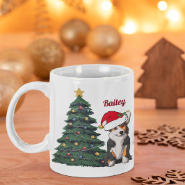 Tricolor Corgi Weihnachten Weihnachtsmann Niedlich Kaffeetasse