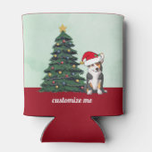 Tricolor Corgi Weihnachtsmannmütze Personalisiert Dosenkühler (Rückseite)