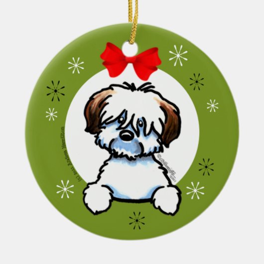 Tricolor Coton de Tulear Christmas Classic Keramikornament (Vorne)
