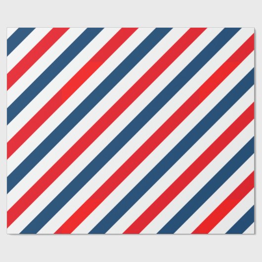 Tricolor Diagonal Lines (blau, weiß, rot) Geschenkpapier (Flach)