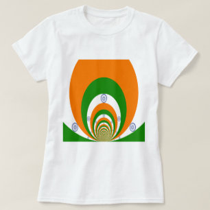Tricolor eines sehr tiefen Safrans, weiß GREEN T-Shirt