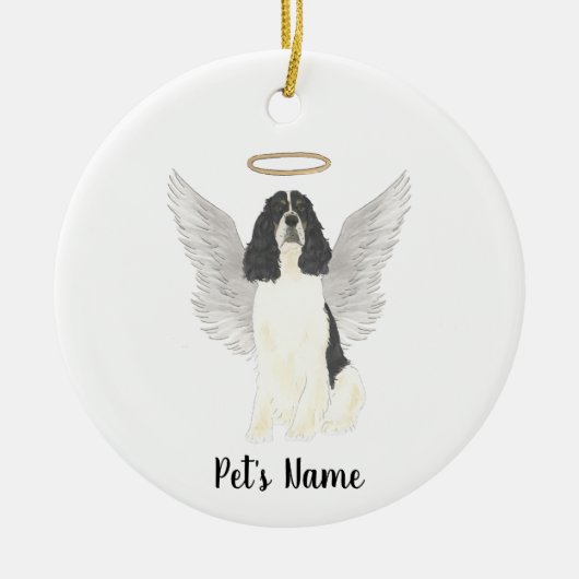 Tricolor English Springer Spaniel Beileid Keramik Ornament (Vorne)
