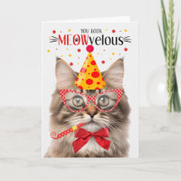 Tricolor Fluffy Tabby Cat MEOWvelous Birthday