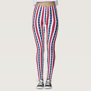 Tricolor-Horizontalstreifen und Sterne Leggings