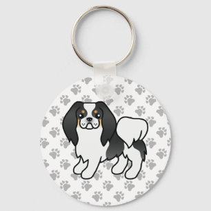 Tricolor Japan-Chin-Cartoon-Hund & Pfoten Schlüsselanhänger