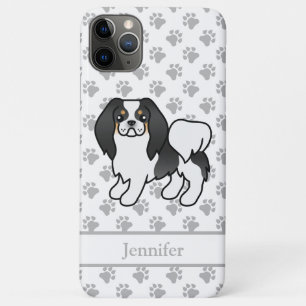 Tricolor Japanischer Chin Cartoon Dog & Name Case-Mate iPhone Hülle