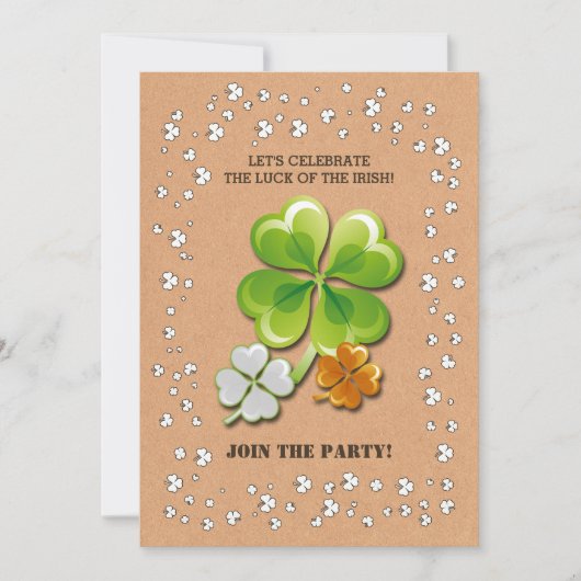 Tricolor Kleeblatts St. Patrick's Day Party Einladung (Vorderseite)