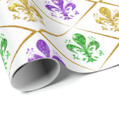 TriColor Lilie Mardi Gras Harlequin Diamond Geschenkpapier (Rolleneckpunkt)
