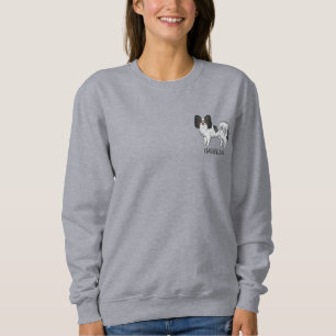 Tricolor Papillon Cartoon Dog und der Name des Tie Sweatshirt