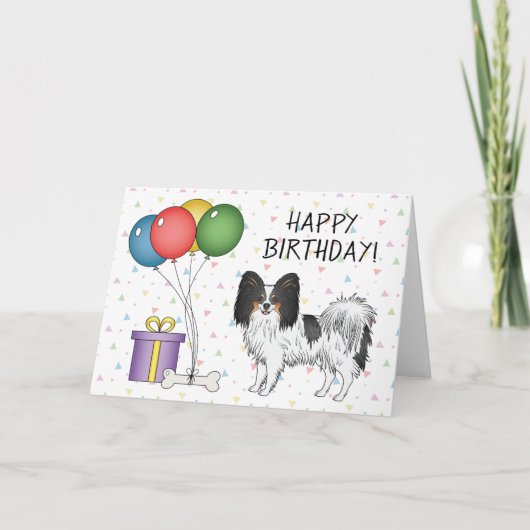 Tricolor Papillon Cartoon Happy Birthday Karte (Vorderseite)