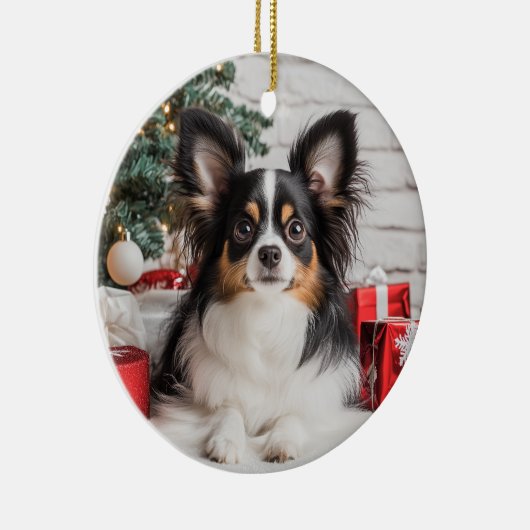 Tricolor Papillon Christmas Keramik Ornament (Rechts)