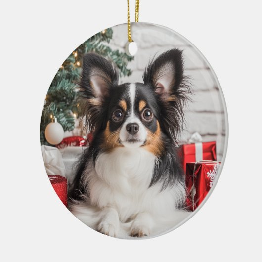 Tricolor Papillon Christmas Keramik Ornament (Links)
