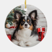 Tricolor Papillon Christmas Keramik Ornament (Hinten)