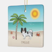 Tricolor Papillon Dog an einem tropischen Sommerst Keramikornament (Links)