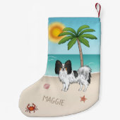 Tricolor Papillon Dog an einem tropischen Sommerst Kleiner Weihnachtsstrumpf (Rückseite)