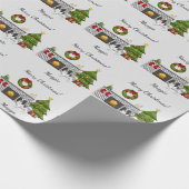 Tricolor Papillon Dog in einem Weihnachtszimmer Geschenkpapier (Ecke)