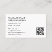 Tricolor Papillon Dog Kennel und Papillon Züchter Visitenkarte (Rückseite)