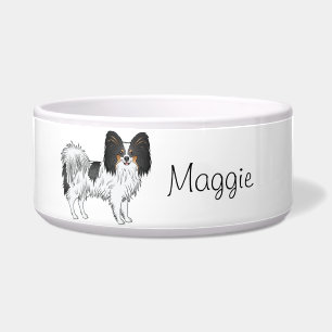 Tricolor Papillon Glücklicher Hund Mit Eigennamen Napf