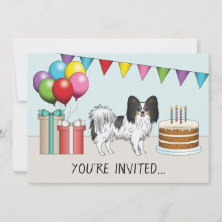 Tricolor Papillon Happy Dog Colorful Birthday Einladung