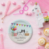 Tricolor Papillon Happy Dog Colorful Birthday Pappteller (Party)