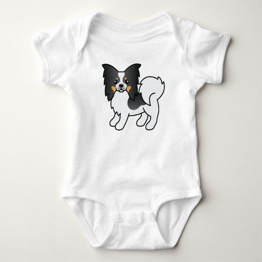 Tricolor Papillon Niedlich Cartoon Dog Baby Strampler (Vorderseite)
