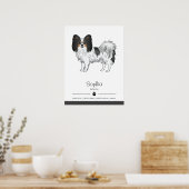 Tricolor Papillon Niedlich Happy Hund mit benutzer Poster (Küche)