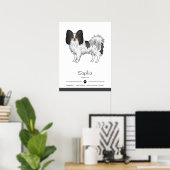 Tricolor Papillon Niedlich Happy Hund mit benutzer Poster (Heimbüro)