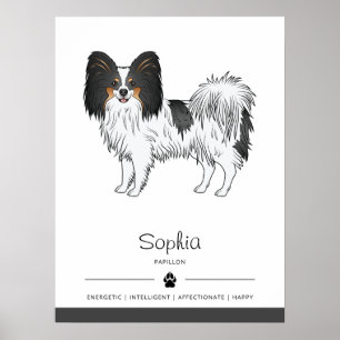 Tricolor Papillon Niedlich Happy Hund mit benutzer Poster