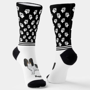 Tricolor Papillon Niedliche Hündin mit Name und Pf Socken