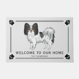 Tricolor Papillon Niedlicher Hund mit benutzerdefi Fußmatte
