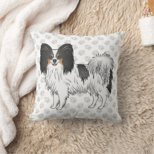 Tricolor Papillon Süßer Cartoon-Hund mit Pfoten Kissen