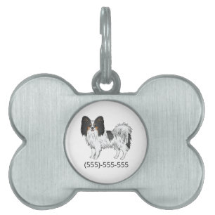 Tricolor Papillon Süßer Hund und Telefonnummer Tiermarke