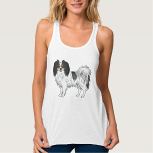 Tricolor Phalène alias Papillon mit Droopy Ohren Tank Top