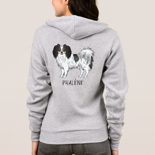 Tricolor Phalène Dog Design für Besitzer oder Hund Hoodie (Rückseite)