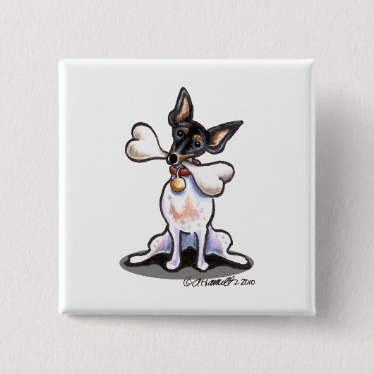 Tricolor Rat Terrier Big Bone Button (Vorderseite)