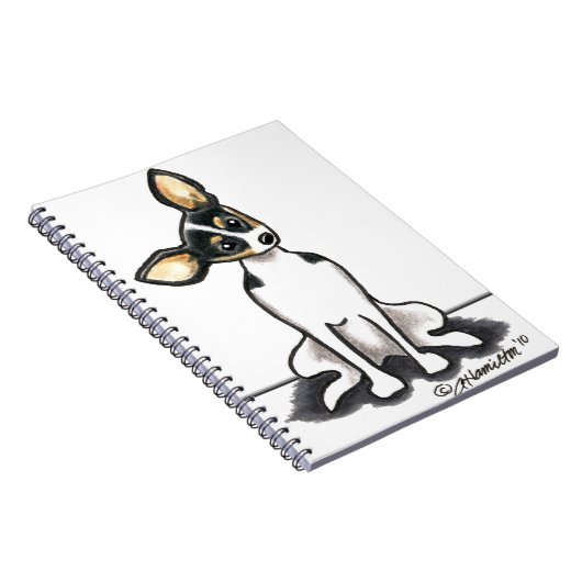 Tricolor Rat Terrier Sit Hübsch Notizblock (Rechte Seite)