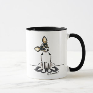Tricolor Rat Terrier Sit Hübsch Tasse