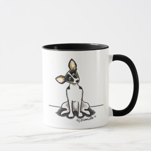 Tricolor Rat Terrier Sit Hübsch Tasse (Rechts)