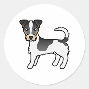 Tricolor Rauhaar Jack Russell Terrier Runder Aufkleber