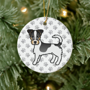 Tricolor Rough Coat Jack Russell Terrier Dog Keramik Ornament