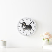 Tricolor Rough Collie Niedlich Cartoon Dog Runde Wanduhr (Zuhause)