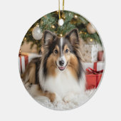 Tricolor Sheltie Christmas Keramik Ornament (Links)