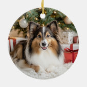 Tricolor Sheltie Christmas Keramik Ornament (Hinten)