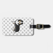 Tricolor Shetland Sheepdog Cartoon Dog & Text Gepäckanhänger (Vorderseite horizontal)