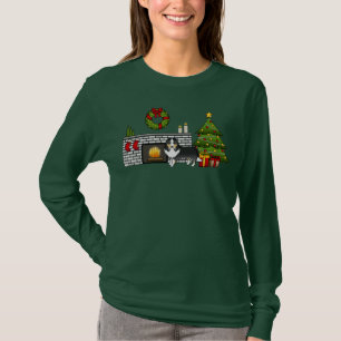 Tricolor Shetland Sheepdog Hund in einem Weihnacht T-Shirt