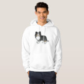 Tricolor Shetland Sheepdog Sheltie Cartoon Dog Hoodie (Vorne ganz)